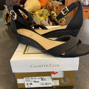 Charter club, black wedge sandal size 6
